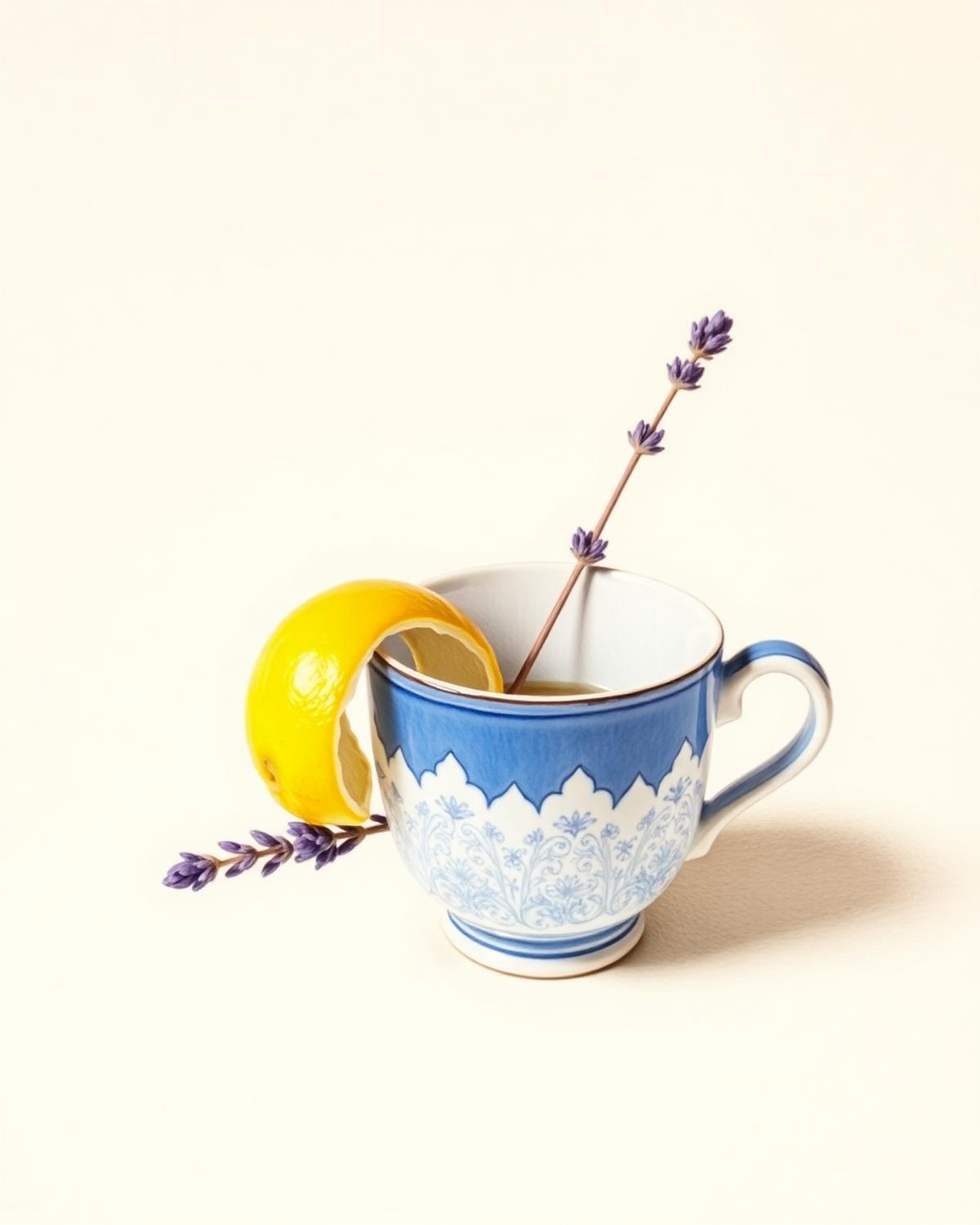 Blue Cup, Lemon, Lavender